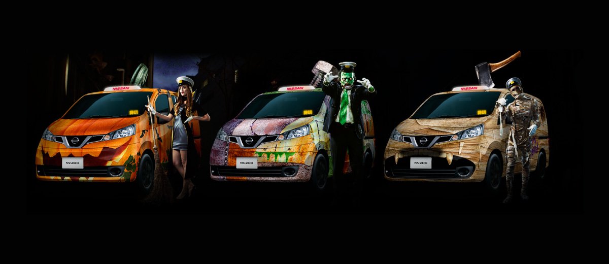 taxis-halloween-tokyo-japon-nissan